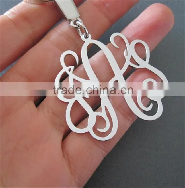 Well popular Silver Plated Monogram Brass Keychain