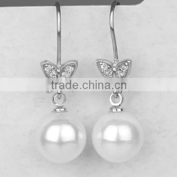 18 k gold plated butterfly zircon pearl earrings fashion jewelry