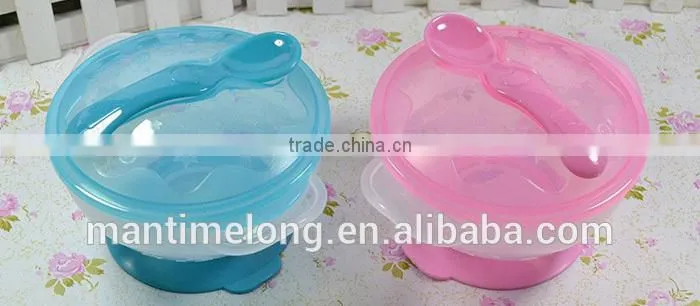 sucker bowl skid baby special suction wall bowl binaural bowl with cover and spoon 3 colors optional