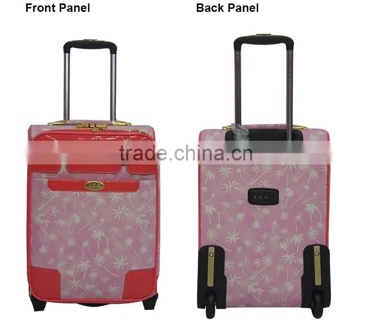 2015 popular fashion travel pu trolley luggage bag