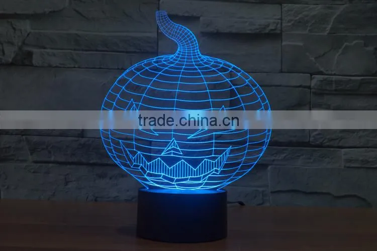 Christmas Gift !3D illusion bulbing Night Light Lamp 7 Color Change Touch Switch Novelty Pumpkin mini light For Hallowen