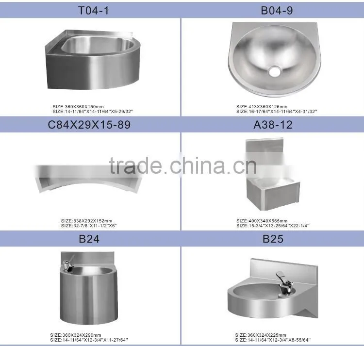 304 stainless steel wall mounted sink for outdoor
