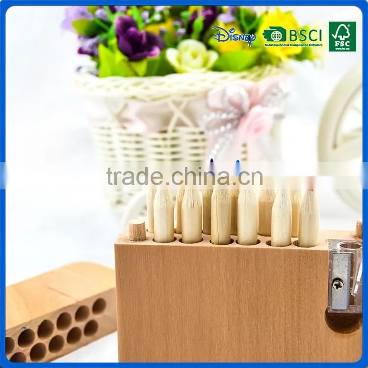 BSCI certificated mini promotional color pencil boxed gift set with wood sharpener