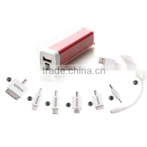Lipstick 2200mAh power bank with LED light mobile phone emergency battery charger