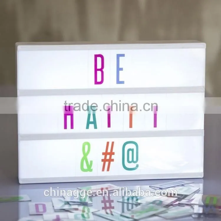 Cinema light up sign box with changeable colored letters,symbols and numbers