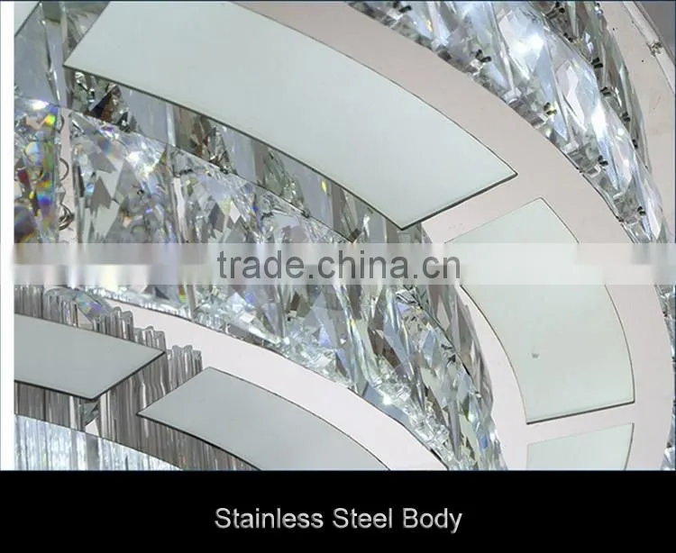 Contemporary Decorative K9 Crystal Ceiling Light Round 220V Modern Stainless Steel Chandelier