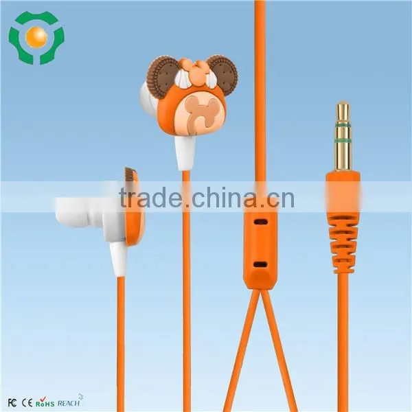 Lovely Catoon Custom Rubber Earphone Cute Colorful Silicone Earbuds For Mobile Phone