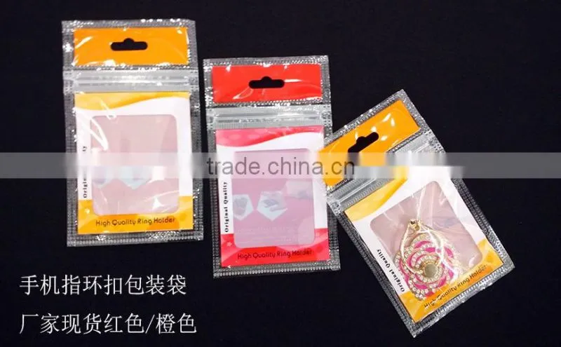 cheap plastic bag printing for the mobile ring laminated poly bag Red Orange printed zipper bag