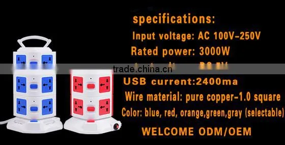 Tower Protected extension socket with Main Switch Indicator and Surge indicators, power converter, Electric Socket