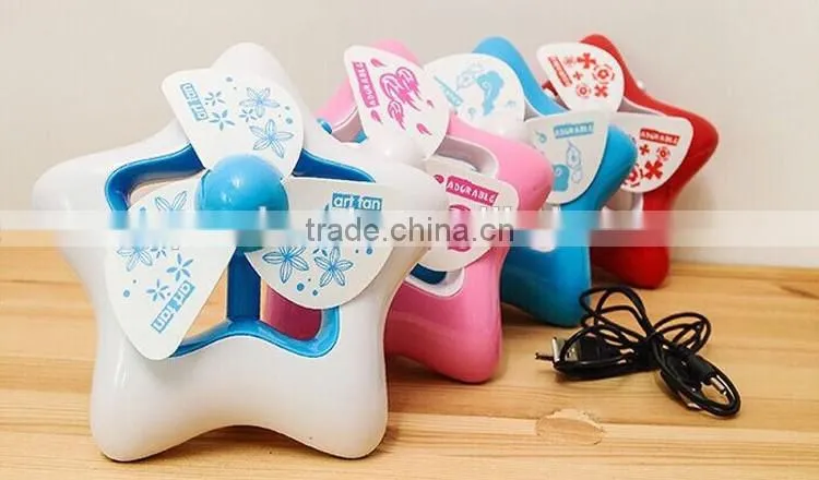 New products 2016 rechargeable star shape fan small usb powered fan 5V usb fan