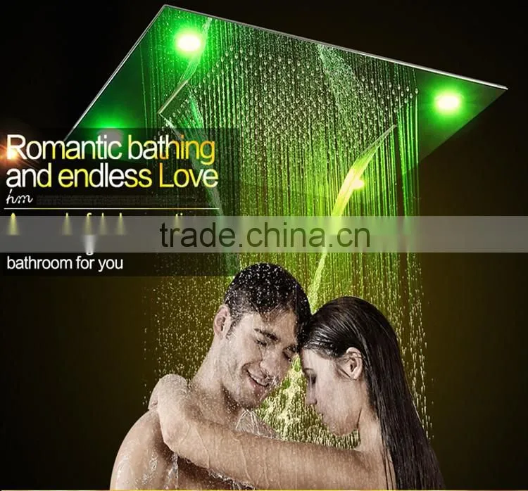 luxury bathroom accessories 5 in 1 multicolor remote control embed ceiling led rainfall waterfall shower set