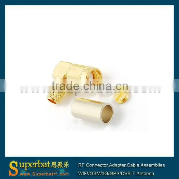 RP-SMA Crimp Plug(female pin) right angle connector for LMR195 RG58 RG400 RG142 right angle sma connector for antenna