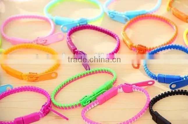 trendy rainbow color zipper bracelet Fluorescent neon bracelet
