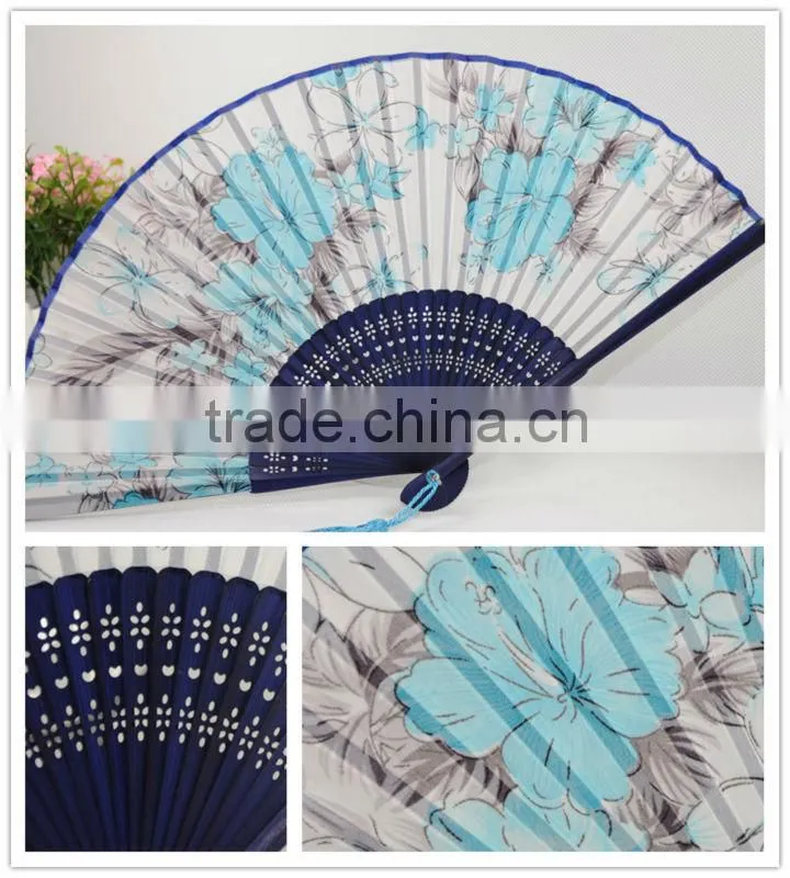 Vivid flower silk hand fan for souvenir