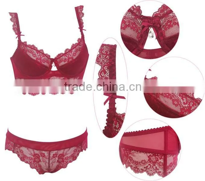Stylish unlined bra longline bra and lace panty(FPY318)