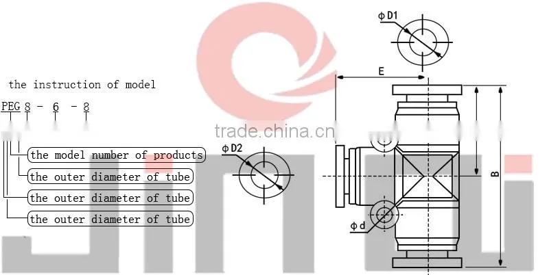 alibaba china pneumatic tee coupling