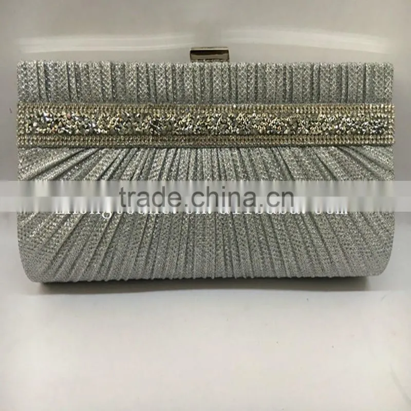 hot sale high quality elegant rhinestone and pleat PVC party bags