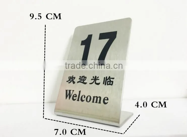 New design custom stainless steel table number holder