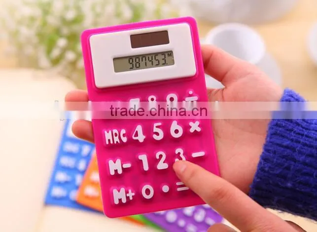 OEM Factory Solar Colorful Transparent Calculator/Solar silicone Calculator
