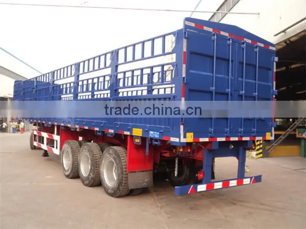 Tri axle side wall high bed trailer with semi trailer door