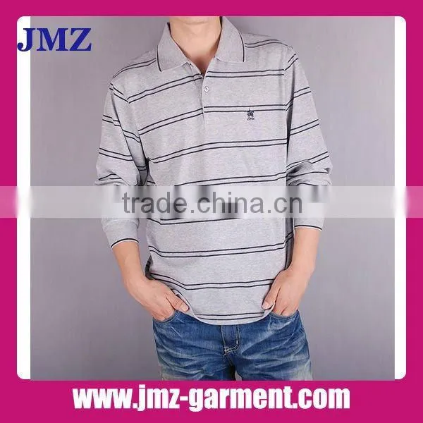 Long sleeve mens stripe polo shirts OEM