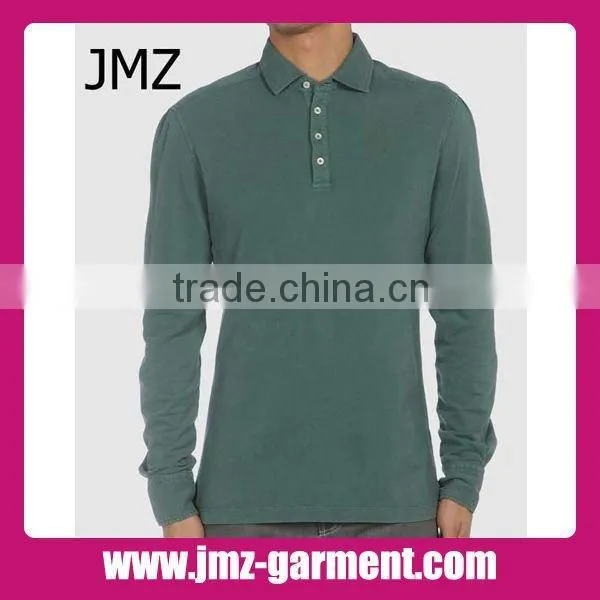 Casual long sleeve marle grey polo shirt