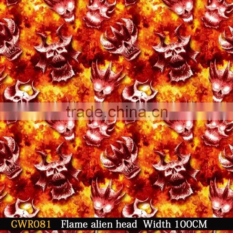 2016 width 100cm GWR081 flaming skull pattern hydrographics film pva water transfer printing film