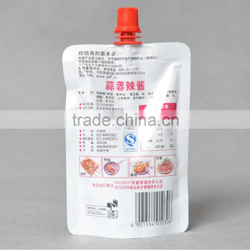 printed snack pouch for packaging stand up food bag with spout,food bag