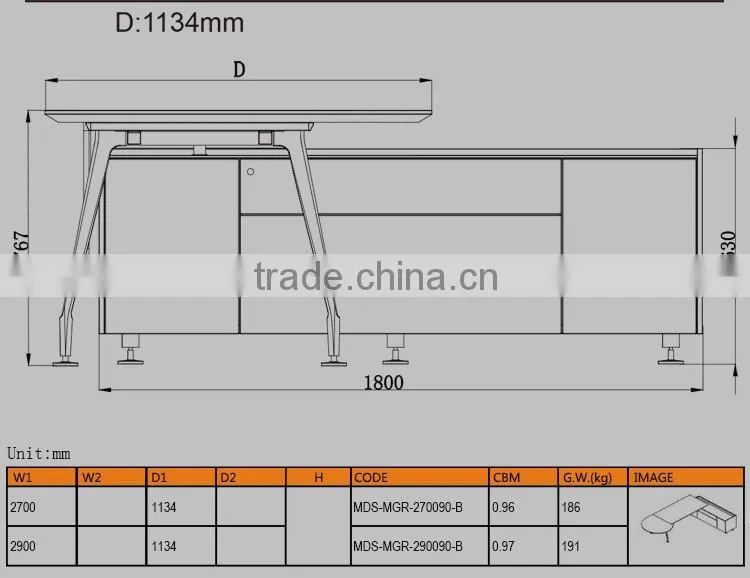 New Design MDF Luxury Wood Office Table Executive Ceo Desk Office Desk Import From China