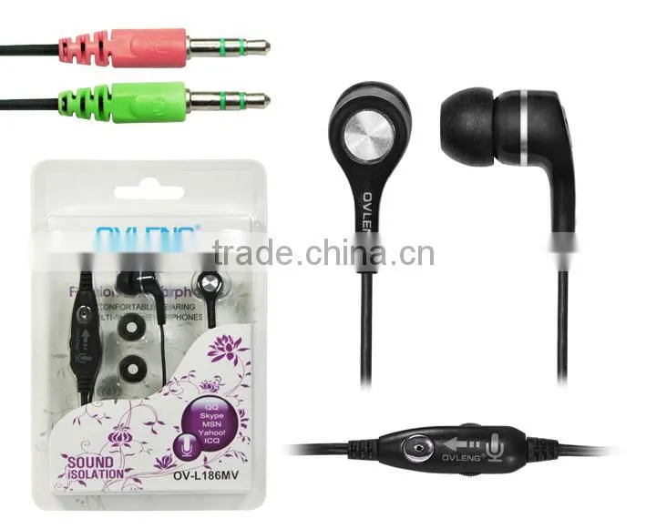 Ovleng computer earphones double jacks