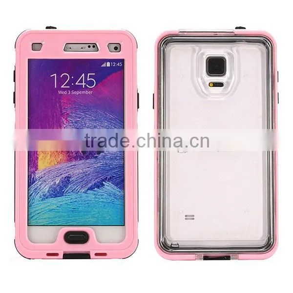 For Samsung Note 4 Waterproof Shockproof Case With Button Pink