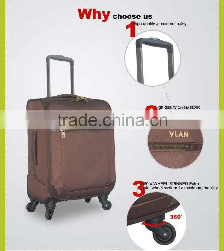 Copy nylon fabric trolley luggage set with cheap price free sample luggage
