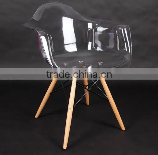 wood leg acrylic designer dining chair replica