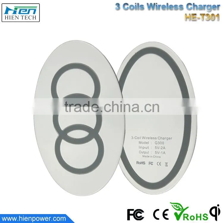 China factory supply high efficiency universal 3 coils power qi wireless mobile chargers