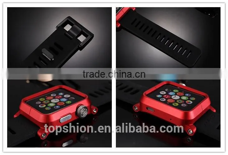 2016 hot new products for Apple watch silicone band wristband strap with aluminum metal case cover