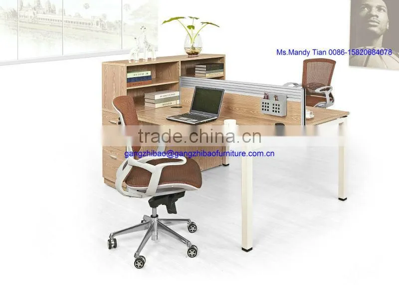 modern office workstation for two people with book shelf with four legs E-514