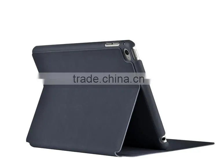 Shockproof PC Back Shell Smart Sleep Wake Stand Leather Case for iPad mini 4