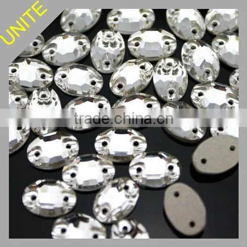 High Quality Jet Oval Sew On Rhinestone DIY Accessories
