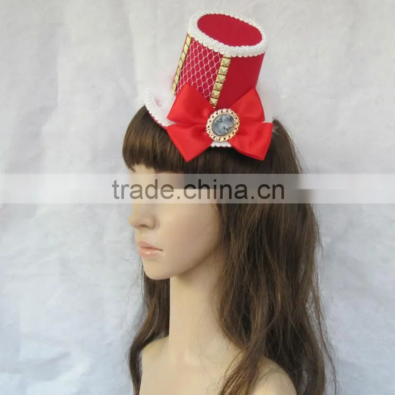 MYLOVE Black red colors bow felt hat with 2 clips wholesale MLGM013