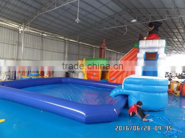pirate ship inflatable slide with pool,children playground water park for sale