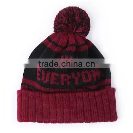 100% Acrylic Custom Pom pom Knitted Beanie