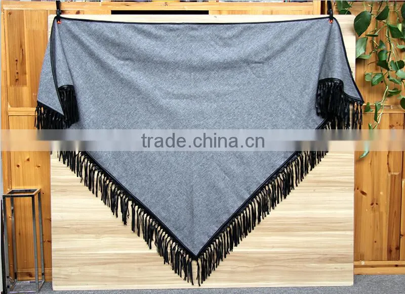 Fringe Hem Custom Winter Pashmina 100% Cashmere Triangle Scarf