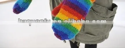 Colourful rainbow winter glove