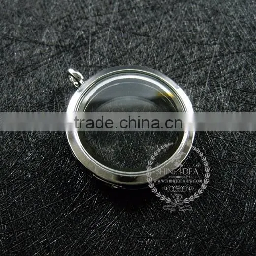30mm Silver plated alloy round photo locket vintage style fold photo locket pendant charm 1112018