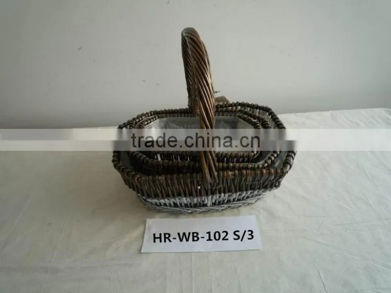 wholesale wicker basket with handle and liner hot sell in Europe