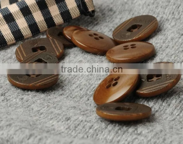 4 Holes Natural Light Brown Corozo Nut Suit Buttons with Logo Engraved on