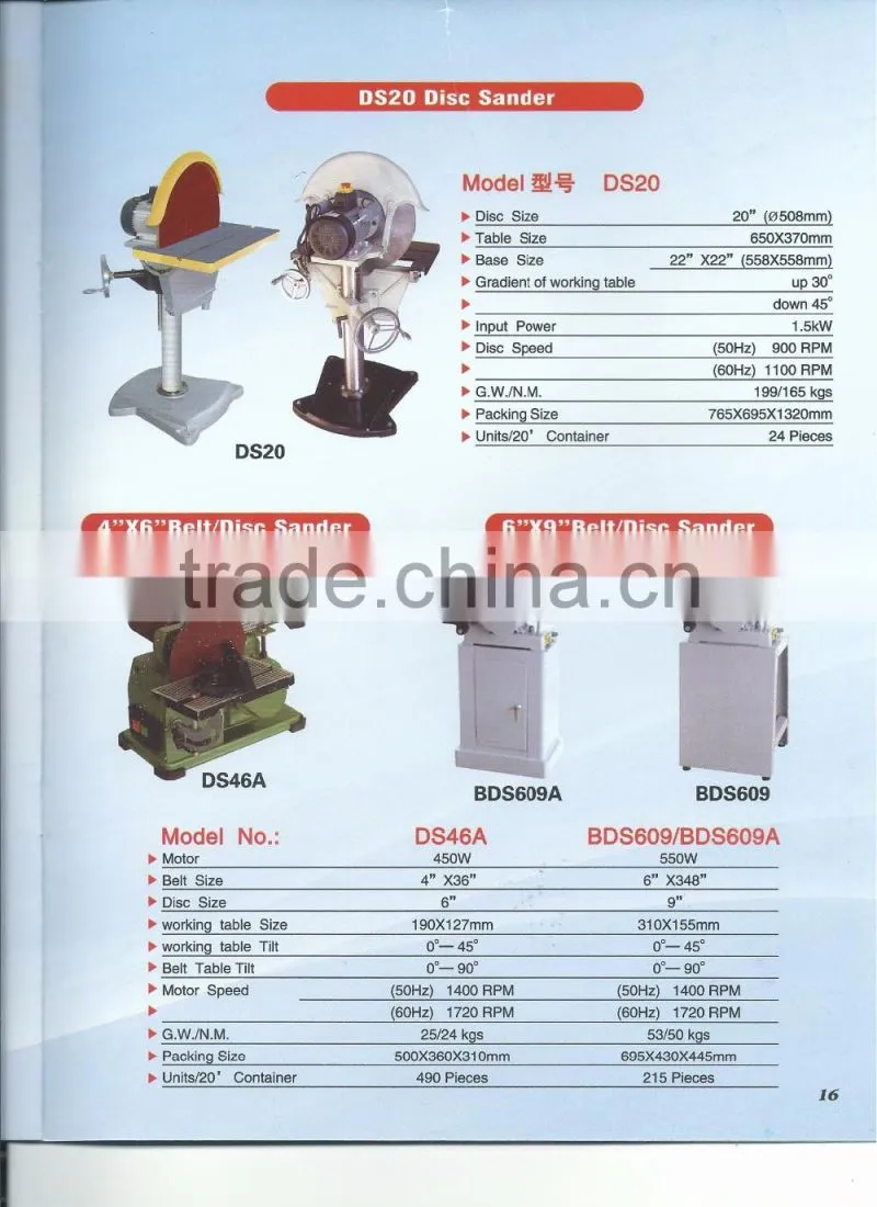 Woodworking disc sander DS20 002 005