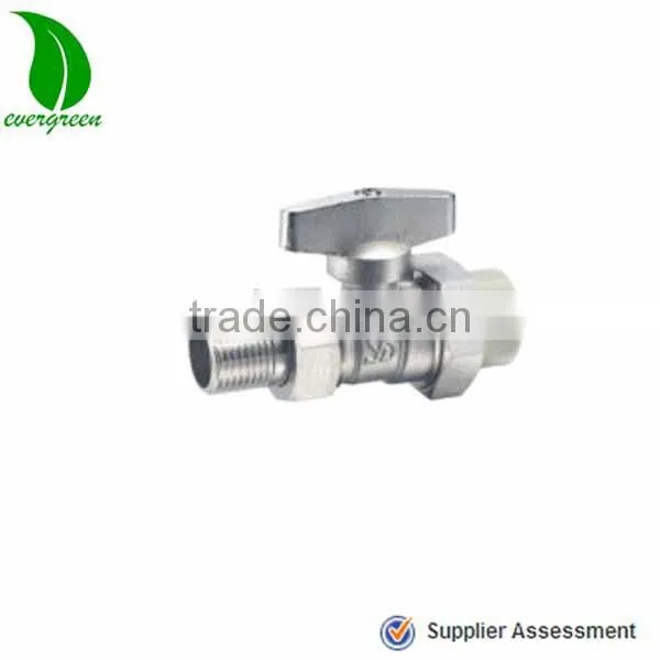 Sanitary brass ball valve with aluminium butterfly handle