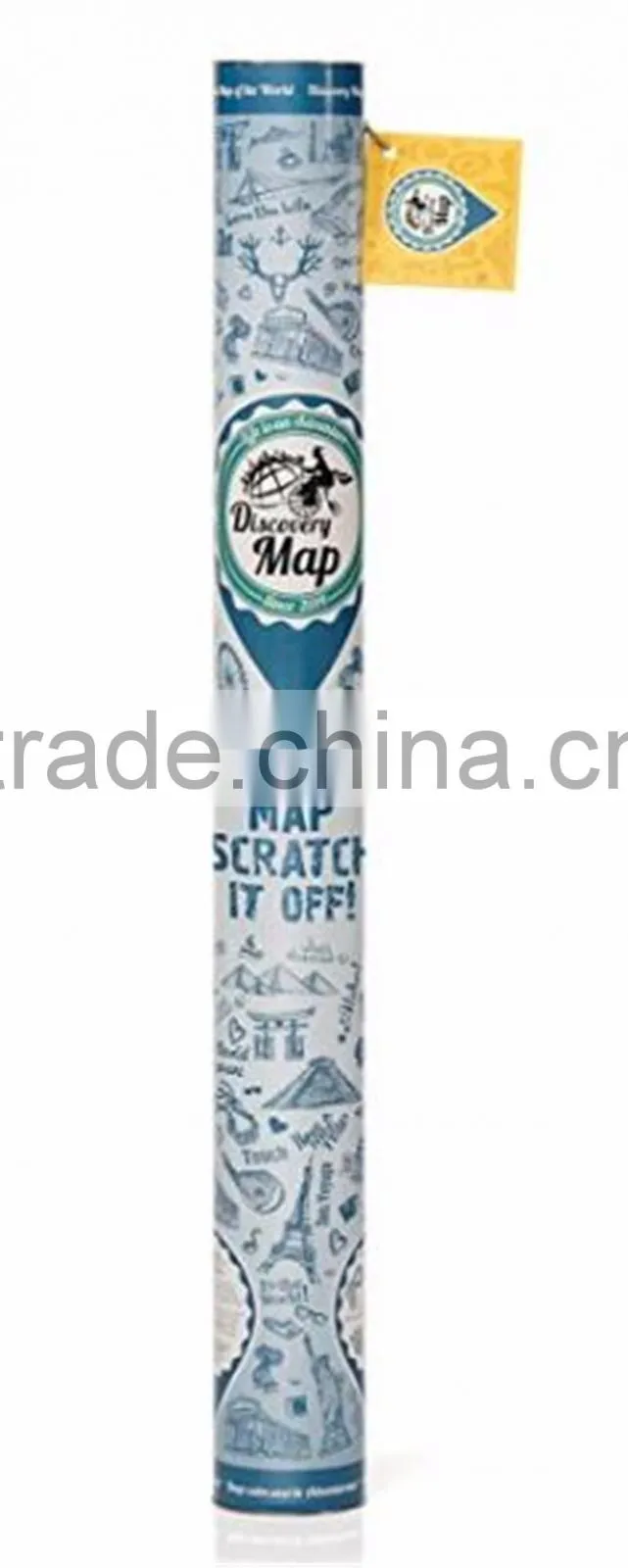 Detailed World Map with Scratch off Stickers Large Size and Tube Packaging AMA-08