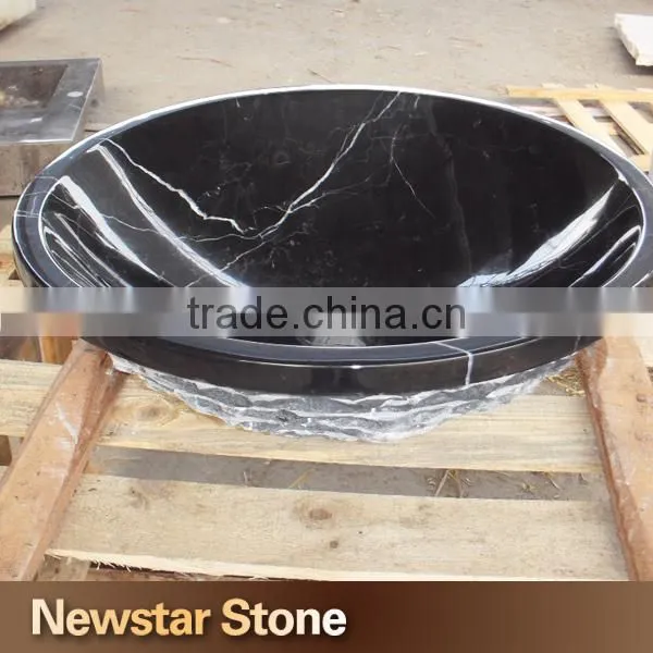 Chinese polished black carved marble sink